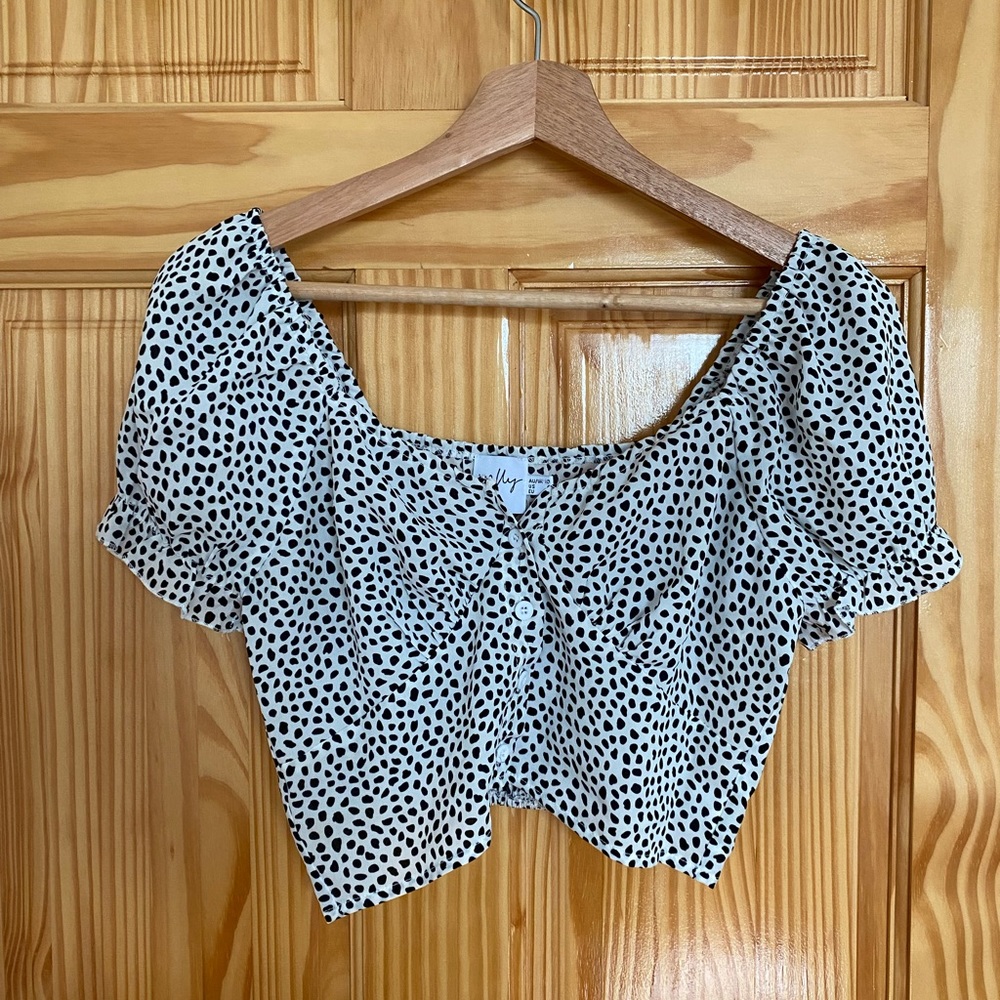 Princess Polly Roland Top black and white